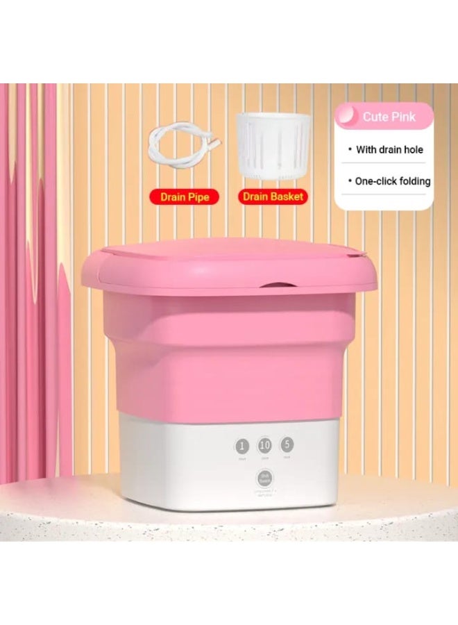 غسالة صغيرة محمولة مع مجفف دوّار – غسالة قابلة للطي لملابس الأطفال، الملابس الداخلية والجوارب، دلو قابل للطي مع خرطوم تصريف للشقق والتخييم والسيارات الترفيهية - Image 2